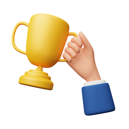 Hand Holding Trophy  3D Icon