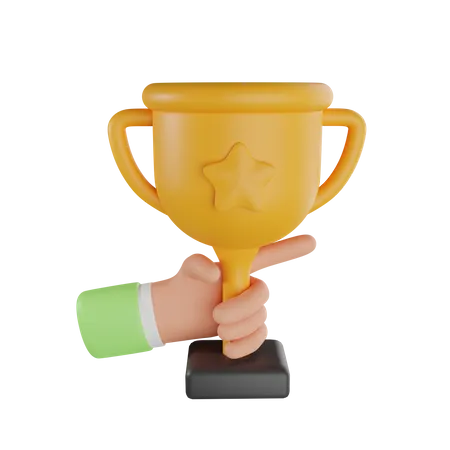 Hand Holding Trophy  3D Icon