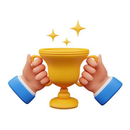 Hand holding trophy  3D Icon