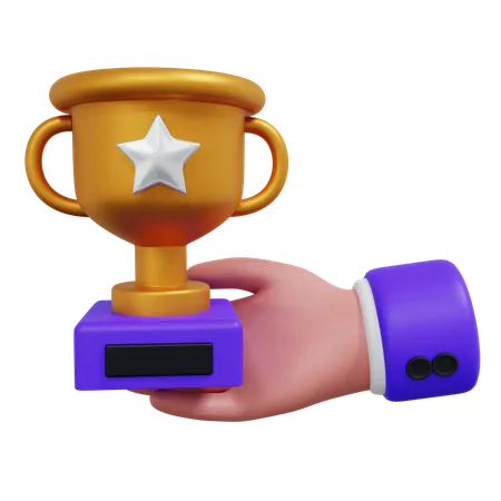 Hand Holding Trophy  3D Icon