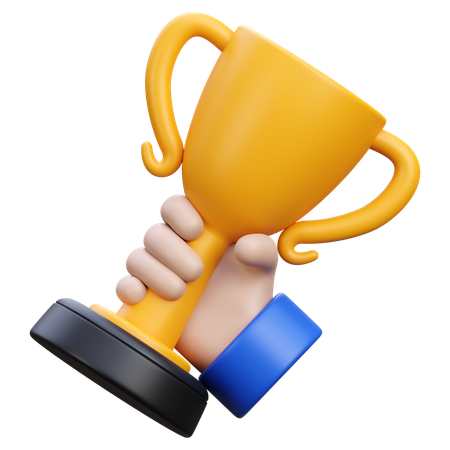 Hand Holding Trophy  3D Icon