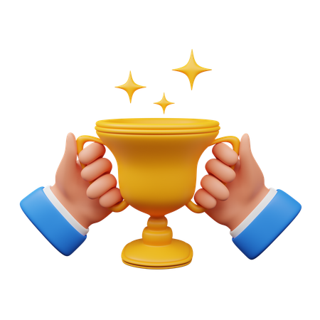Hand holding trophy  3D Icon