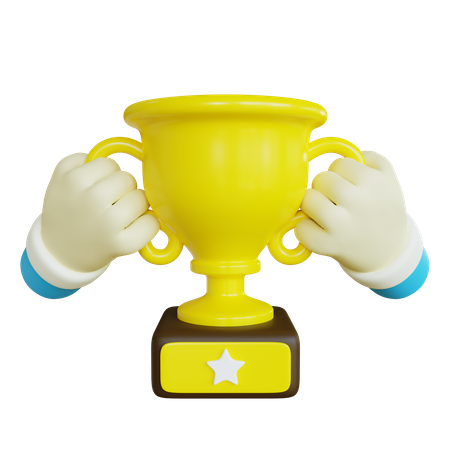 Hand holding trophy  3D Icon