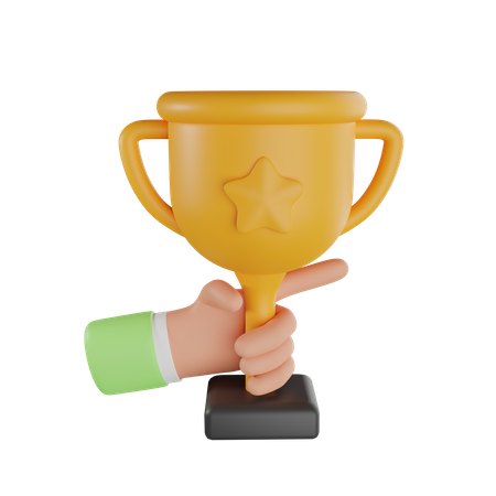 Hand Holding Trophy  3D Icon