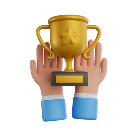 Hand Holding Trophy  3D Icon