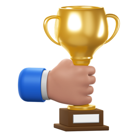 Hand Holding Trophy  3D Icon