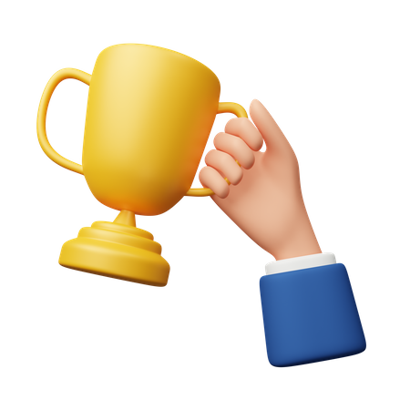 Hand Holding Trophy  3D Icon