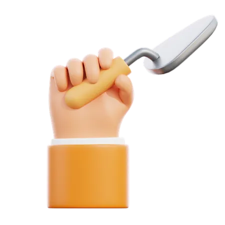 Hand holding trowel  3D Icon