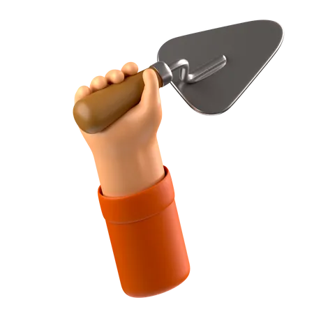 Hand holding trowel  3D Icon