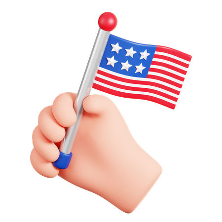 Hand Holding USA Flag  3D Icon