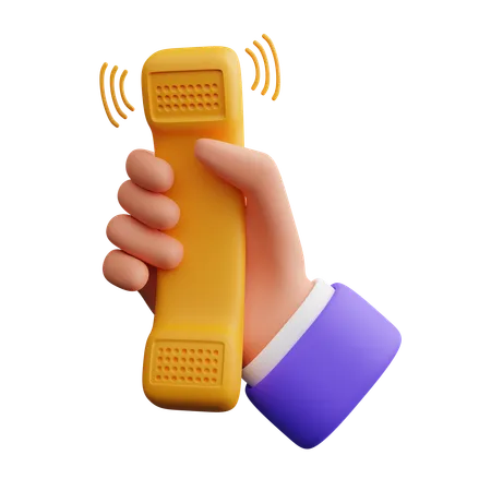 Hand holding vintage telephone  3D Icon