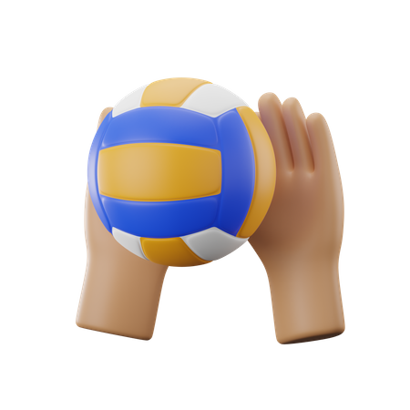 Hand Holding Volleyball  3D Icon