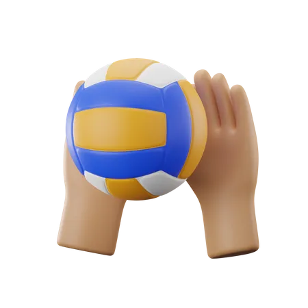Hand Holding Volleyball  3D Icon