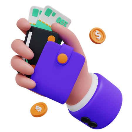 Hand Holding Wallet  3D Icon