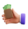 Hand holding Wallet with money