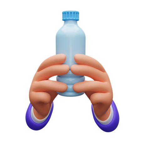 Hand holding water bottle  3D Icon