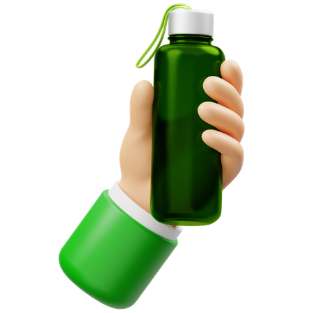 Hand Holding Water Bottle 3D Icon