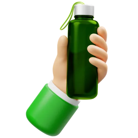 Hand Holding Water Bottle 3D Icon