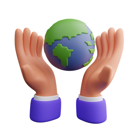 Hand holding world  3D Icon