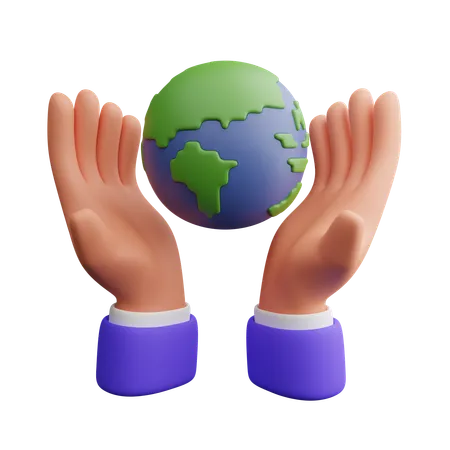 Hand holding world  3D Icon