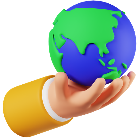 Hand Holding World  3D Icon