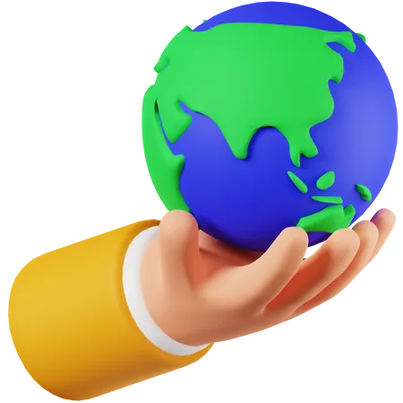 Hand Holding World  3D Icon