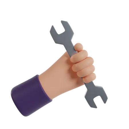 Hand Holding Wrench  3D Icon
