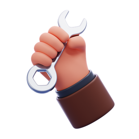 Hand holding wrench  3D Icon