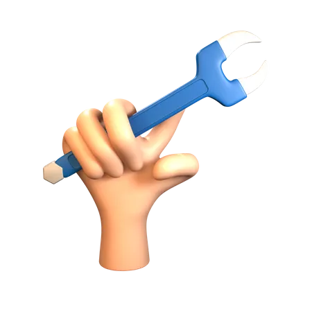 Hand Holding Wrench  3D Icon