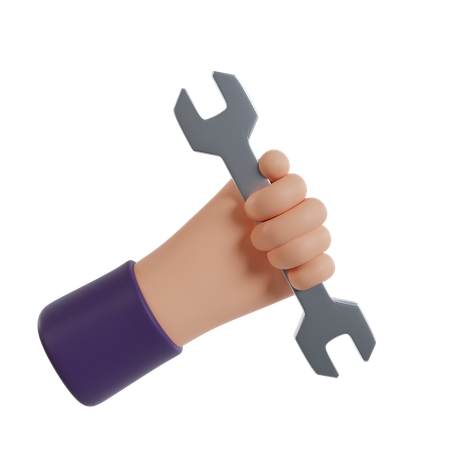 Hand Holding Wrench  3D Icon