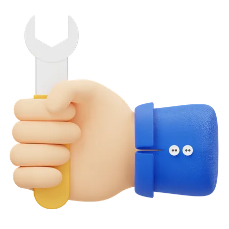 Hand Holding Wrench  3D Icon