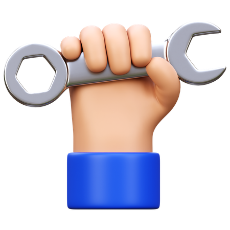 Hand Holding Wrench  3D Icon