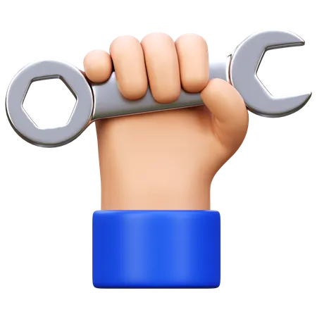 Hand Holding Wrench  3D Icon