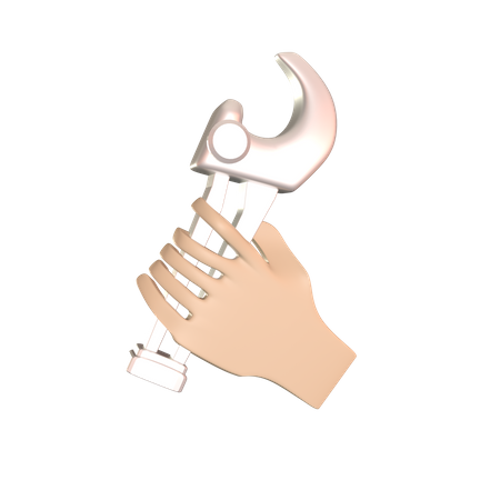 Hand Holding Wrench  3D Icon