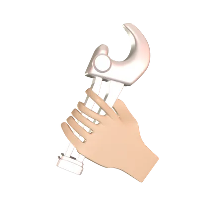 Hand Holding Wrench  3D Icon