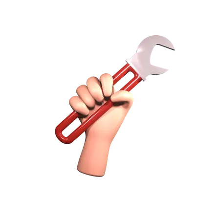 Hand Holding Wrench  3D Icon