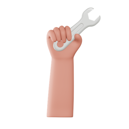 Hand Holding Wrench  3D Icon