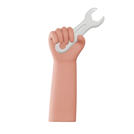 Hand Holding Wrench  3D Icon