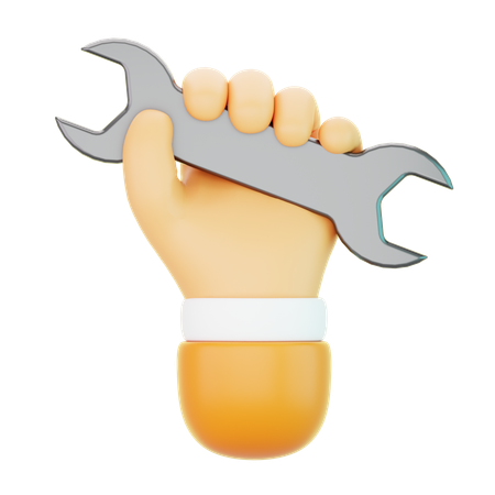 Hand Holding Wrench  3D Icon