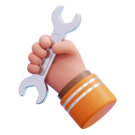 Hand Holding Wrench  3D Icon