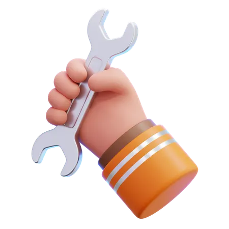 Hand Holding Wrench  3D Icon