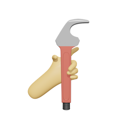 Hand Holding Wrench  3D Icon