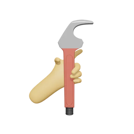 Hand Holding Wrench  3D Icon