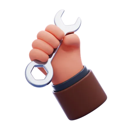 Hand holding wrench  3D Icon