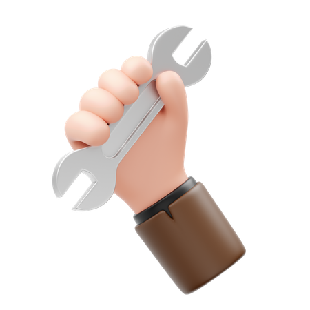 Hand Holding Wrench  3D Icon