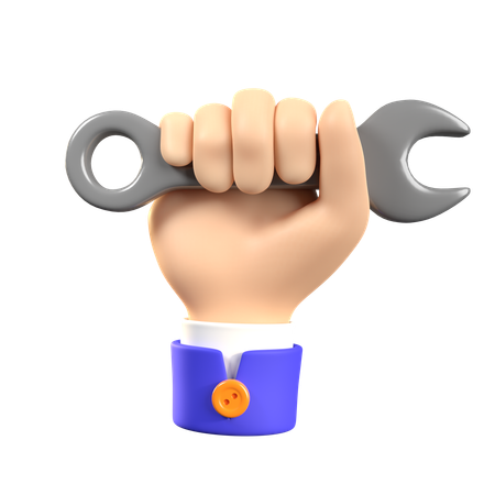 Hand Holding Wrench  3D Icon