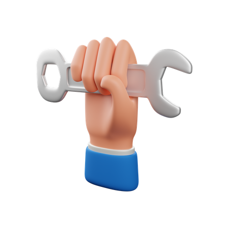 Hand holding Wrench  3D Icon