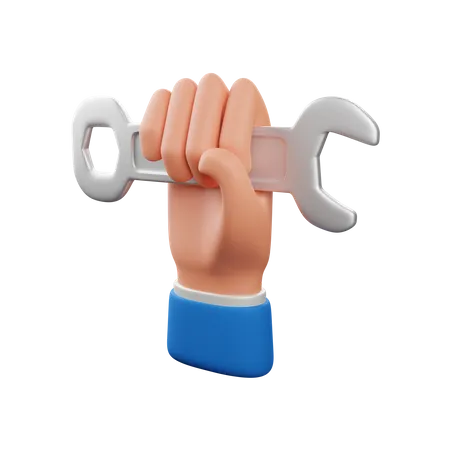 Hand holding Wrench  3D Icon