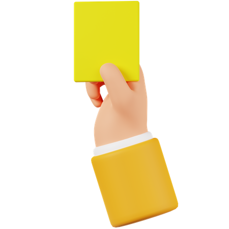 Hand Holding Yellow Card  3D Icon