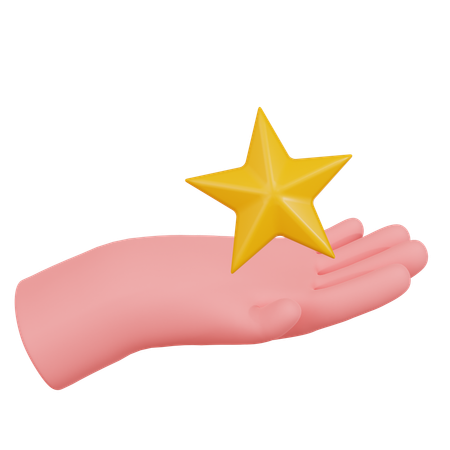 Hand Holding Yellow Star  3D Icon